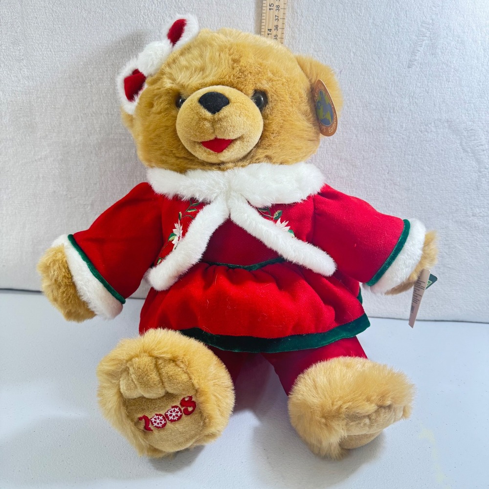 Dan Dee Collectors Choice y2k Snowflake Teddy‎ Bear Plush Red Santa Outfit